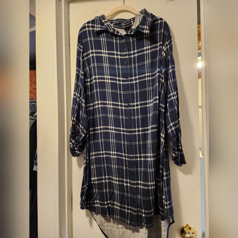 Torrid Plaid Button-Up Shirt Dress - Picture 1 of 5
